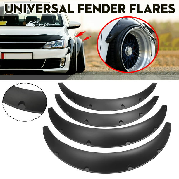 New 4pcs Universal Car Body Kits Fender Flares Flexible Durable Kit PU Black